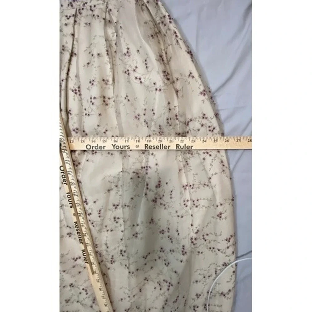 Silk Club Collection Vintage 100% Silk Floral Maxi Skirt Cream Purple Womens 6